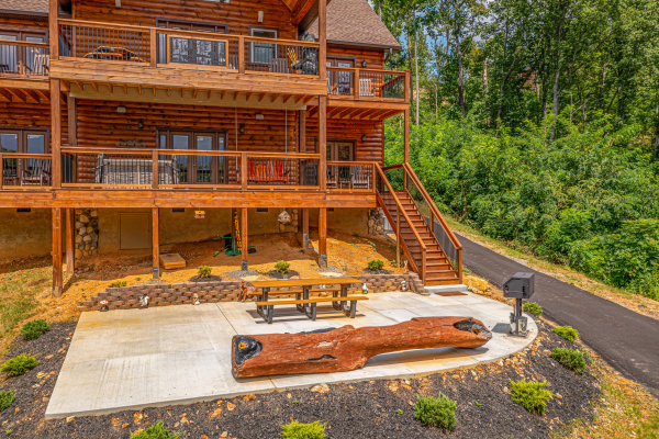 Rear exterior view at Twin Peaks, a 5 bedroom cabin rental located in Gatlinburg