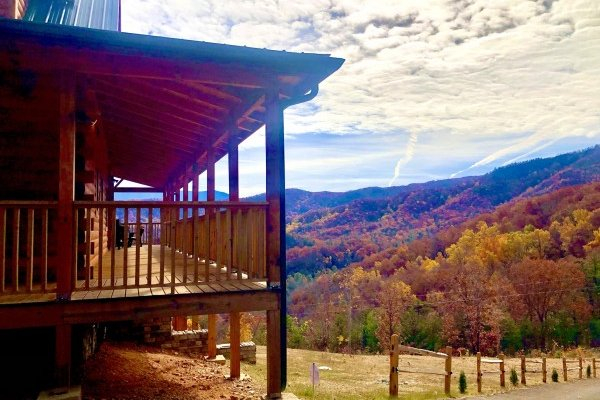 Mountain view from deck at Four Seasons Grand, a 5 bedroom cabin rental located in Pigeon Forge