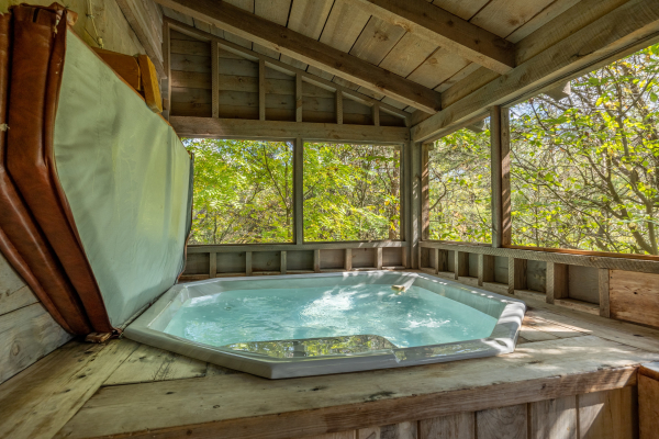 Hot tub at old glory, a 2 bedroom cabin rental located in Pigeon Forge