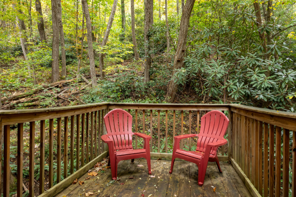 Deck seating at A Getaway Chalet, a 2 bedroom cabin rental located in Gatlinburg