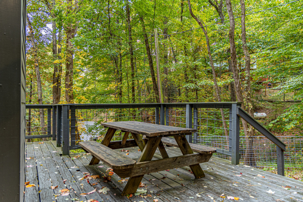 Picnic table at A Getaway Chalet, a 2 bedroom cabin rental located in Gatlinburg
