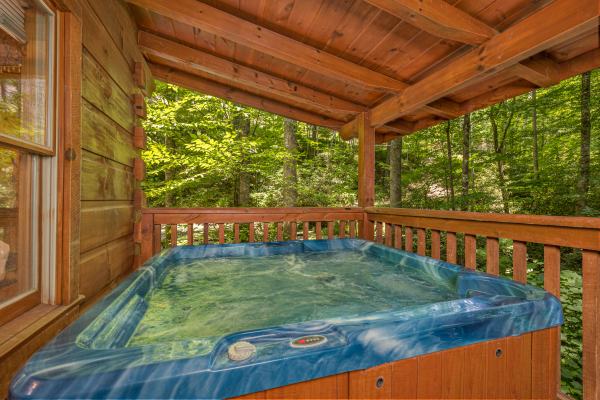 Hot Tub on Covered Deck at Wild At Heart Wears Valley