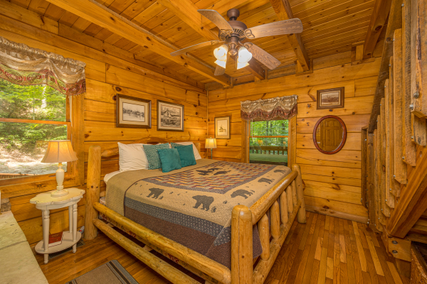 Bedroom With Log Furniture at Wild At Heart Wears Valley
