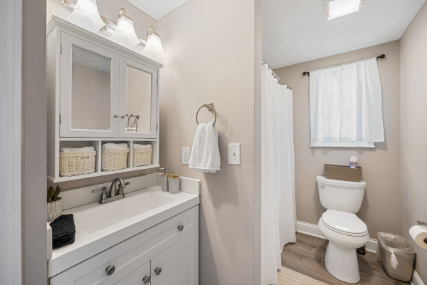 Bathroom at Open Skies, a 3 bedroom cabin rental located in Sevierville