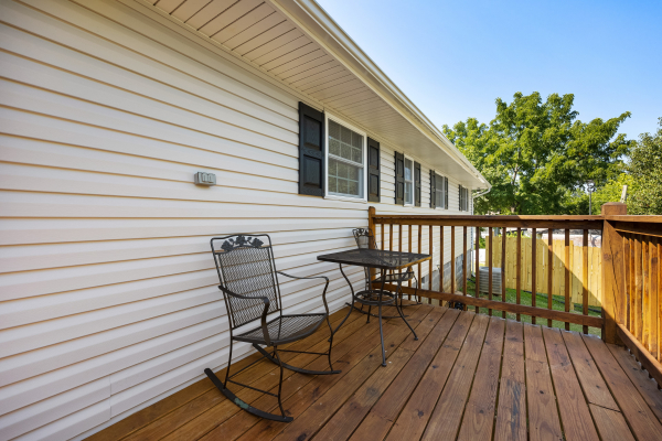 Deck rocking chair at Open Skies, a 3 bedroom cabin rental located in Sevierville