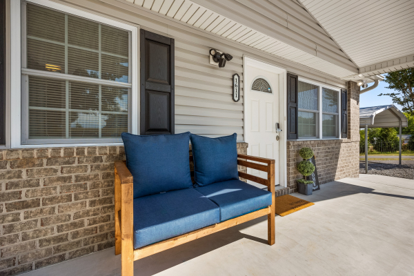 Outdoor bench at Open Skies, a 3 bedroom cabin rental located in Sevierville