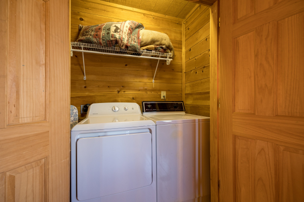 Washer and dryer at Sunny Side Up, a 2 bedroom cabin rental located in Gatlinburg