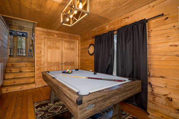 Pool table at Moonlight in the Boondocks, a 2 bedroom cabin rental located in Gatlinburg