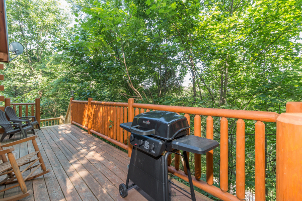 Grill on the deck at Bearstone Cabin, a 1 bedroom cabin rental located in Gatlinburg