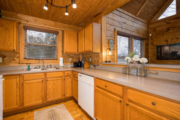 Kitchen counters at Bearstone Cabin, a 1 bedroom cabin rental located in Gatlinburg