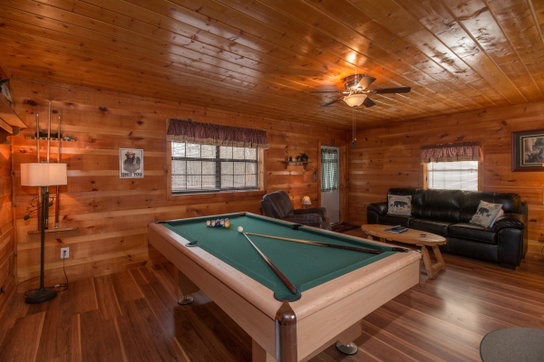 Pool table at Beary Good Time, a 1-bedroom cabin rental located in Pigeon Forge