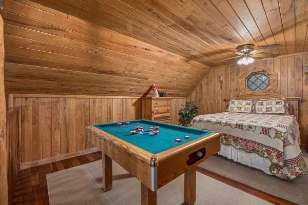 Pool table at R & R Hideaway, a 1 bedroom cabin rental located in Pigeon Forge