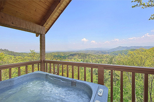 Hot tub smoky mountain views from Bare Hugs, a 1-bedroom cabin rental located in Pigeon Forge