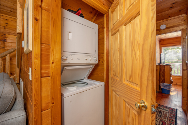 Washer and dryer set at American Dream, a 2 bedroom cabin rental located in Gatlinburg