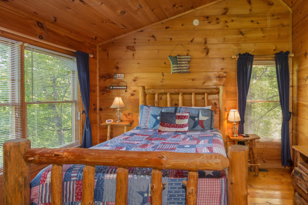 Bedroom at Patriot Inn, a 1 bedroom Gatlinburg cabin rental