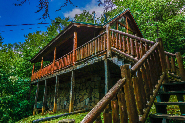Front exterior of Just You and Me Baby, a 1 bedroom cabin rental located in Gatlinburg