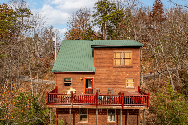 Back exterior view at Deerly Beloved, a 1 bedroom cabin rental located in Pigeon Forge