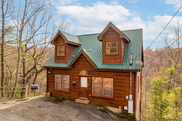 Front exterior view at Deerly Beloved, a 1 bedroom cabin rental located in Pigeon Forge