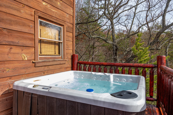 Hot tub close up at Deerly Beloved, a 1 bedroom cabin rental located in Pigeon Forge