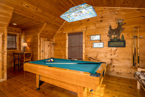 Pool table at Deerly Beloved, a 1 bedroom cabin rental located in Pigeon Forge
