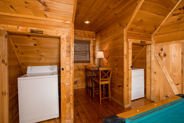Washer and dryer at Deerly Beloved, a 1 bedroom cabin rental located in Pigeon Forge