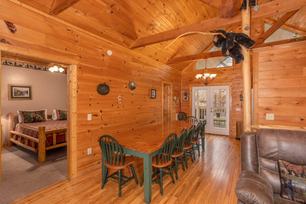 Dining room table with seating for eight at Bearly in the Mountains, a 5-bedroom cabin rental located in Pigeon Forge