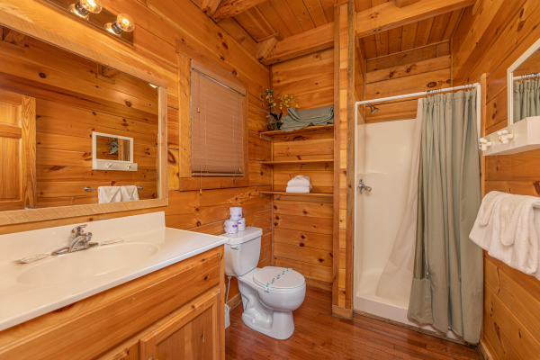 Bathroom with a shower at Smoky Bears Creek, a 2 bedroom cabin rental located in Pigeon Forge