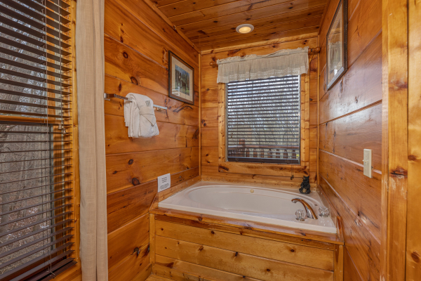 Jacuzzi in a bathroom at Dragonfly, a 2 bedroom cabin rental located in Gatlinburg 