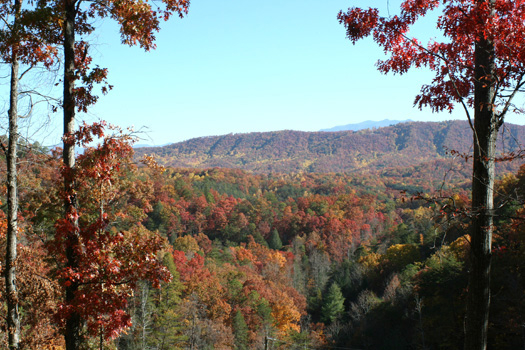 fall season view of smoky mountains from alpine romance a 2 bedroom cabin rental located in pigeon forge