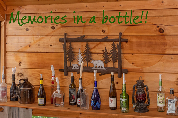 Bottle collection at Away From it All, a 1 bedroom cabin rental located in Pigeon Forge