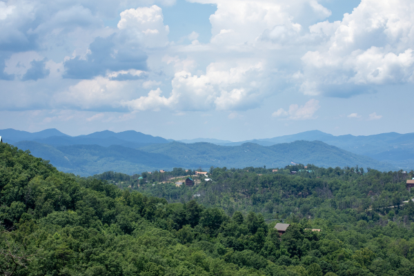 Mountain view from the deck at Away From it All, a 1 bedroom cabin rental located in Pigeon Forge