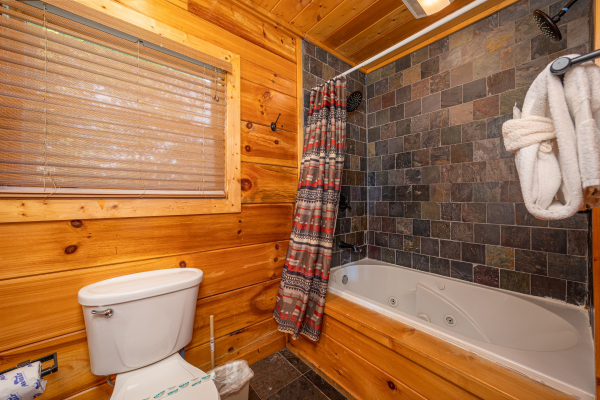 Main floor shower at The Great Outdoors, a 3 bedroom cabin rental located in Pigeon Forge