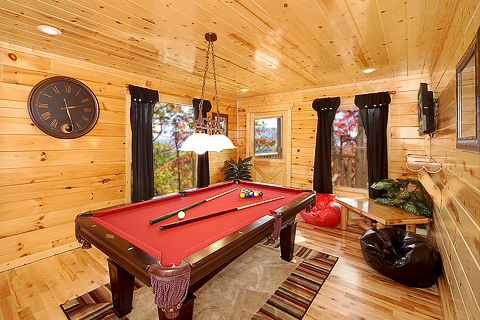 Game room with pool table at Natural Wonder, a 4 bedroom cabin rental located in Gatlinburg