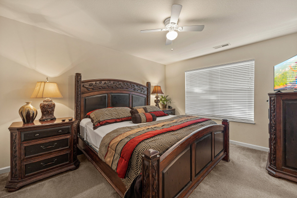Bedroom with storage at A Pigeon Forge Retreat, a 2 bedroom cabin rental located in Pigeon Forge