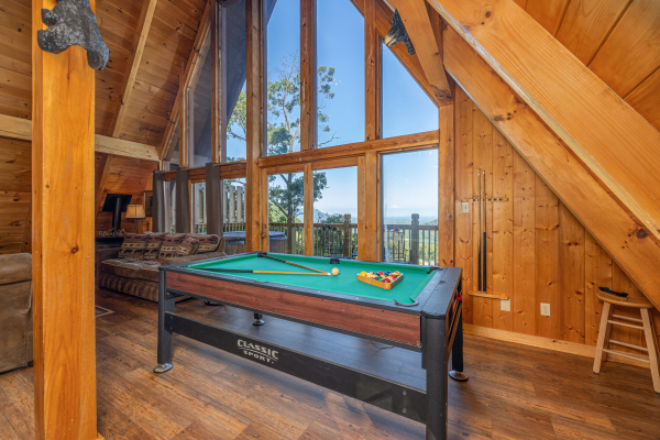 Pool table at Cozy Mountain View, a 1 bedroom cabin rental located in Pigeon Forge