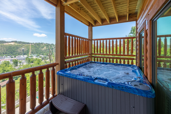 Hot tub with a view at Elk Horn Lodge, a 5 bedroom cabin rental located in Gatlinburg