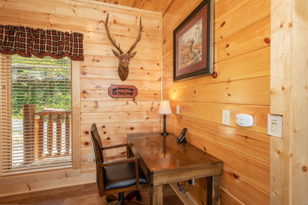 Writing desk at Elk Horn Lodge, a 5 bedroom cabin rental located in Gatlinburg 