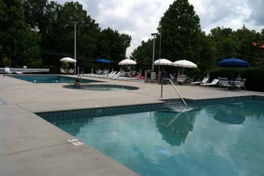 Swim all day at the resort pool when staying at Alpine Pointe, a 5 bedroom cabin rental located in Gatlinburg