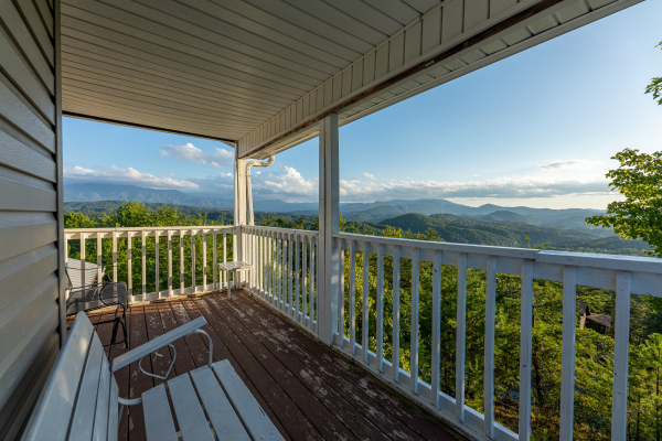 View from the covered porch at Black Bear Ridge, a 3-bedroom cabin rental located in Pigeon Forge