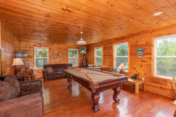 Pool table at Black Bear Ridge, a 3-bedroom cabin rental located in Pigeon Forge