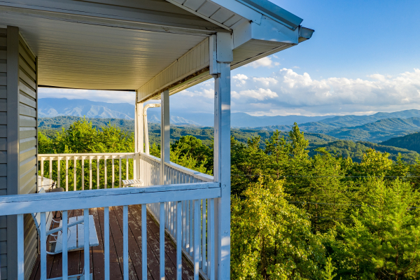 Upper porch view at Black Bear Ridge, a 3-bedroom cabin rental located in Pigeon Forge