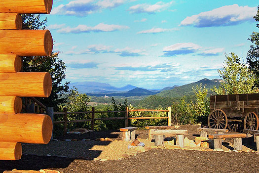 Mountain view from the fire pit at God's Country, a 4-bedroom cabin rental located in Pigeon Forge
